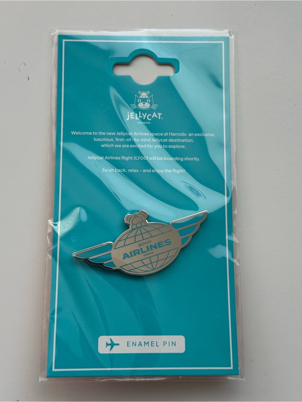Jellycat Airlines Enamel Pin Harrods Exclusive Winged Globe Wings NWT Sealed